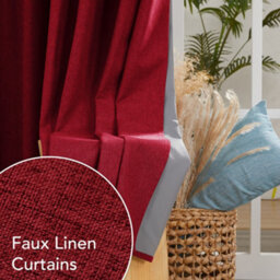 Deconovo Faux Linen Full Blackout Curtains Eyelet Thermal Insulated Panels With Coating Back Layer 46X72 Inch Red 1 Pair - thumbnail 4
