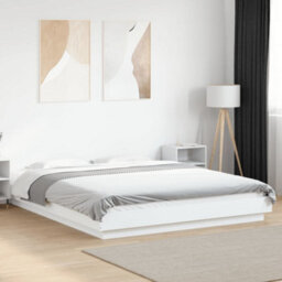 Berkfield Bed Frame With Led Lights Without Mattress White 150X200Cm - thumbnail 1