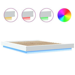 Berkfield Bed Frame With Led Lights Without Mattress White 150X200Cm - thumbnail 8
