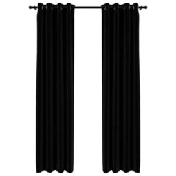 Berkfield Premium Linen-Look Blackout Curtains With Grommets 2Pcs Black 140X245Cm