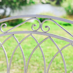 Dibor Vintage Grey Arched Outdoor Garden Furniture Companion Seat Bench With Free Set Of 2 Pink Seat Pad Cushions - thumbnail 4