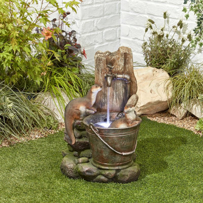 Outdoor Living UK Kelkay Playful Otters With Lights Mains Plugin Powered Water Feature - image 1