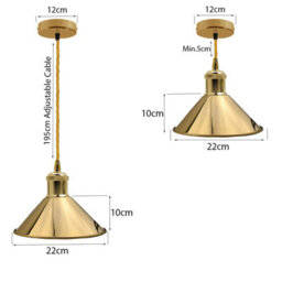 Industrial E27 Holder Pendant Light Ceiling Rose Led Hanging Retro Lamp Pendant Lights In French Gold Golden Hanging Lights - thumbnail 6