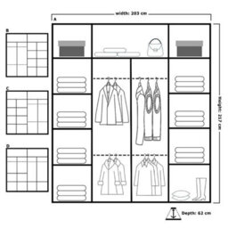 M N Furniture Ltd Wardrobe With Led Light Modern Sliding Door - Mirrored Bedroom Cabinet-120Cm,150Cm,180Cm,203Cm (Grey,203Cm) - thumbnail 2