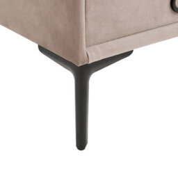 Wyld And Coco Taupe Velvet Bedside Table With Black Metal Legs, 2 Drawers, Small (W44 X D38 X H45Cm) - thumbnail 8