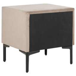 Wyld And Coco Taupe Velvet Bedside Table With Black Metal Legs, 2 Drawers, Small (W44 X D38 X H45Cm) - thumbnail 6