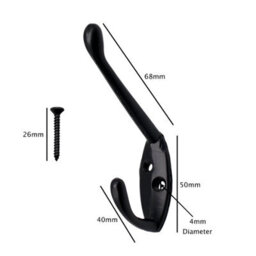 Eai - Black Coat Hook - 60mm - Matt Black - Pack Of 4 - thumbnail 3