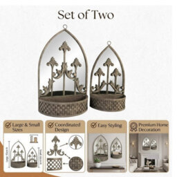 Minster 62/52Cm Metal Planters With Mirror (Set Of 2) - L15 X W45 X H62 Cm - thumbnail 3