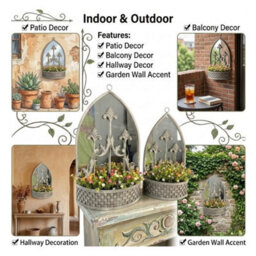 Minster 62/52Cm Metal Planters With Mirror (Set Of 2) - L15 X W45 X H62 Cm - thumbnail 2