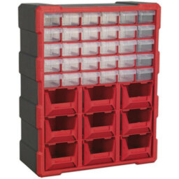 375 X 165 X 470mm 39 Drawer Parts Cabinet - Red - Wall Mounted / Standing Box - thumbnail 1