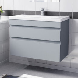 Nes Home Wall Hung Matte Grey 800mm Pvc 2 Drawers Vanity Unit & Basin Sink