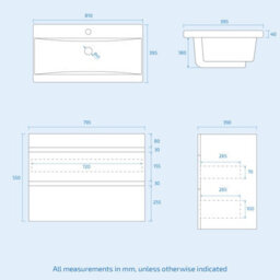 Nes Home Wall Hung Matte Grey 800mm Pvc 2 Drawers Vanity Unit & Basin Sink - thumbnail 7
