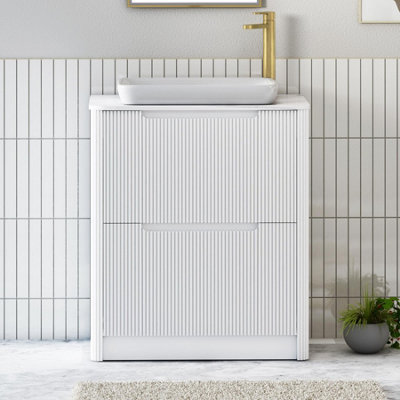 Royal Bathrooms Avenza 700mm Matt White Floor Standing Countertop Bathroom Vanity Unit 2 Drawer With Qubix Basin - image 1