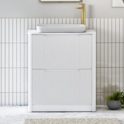 Royal Bathrooms Avenza 700mm Matt White Floor Standing Countertop Bathroom Vanity Unit 2 Drawer With Qubix Basin - thumbnail 1
