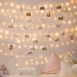 Globrite Led Fairy Lights - (10M) 100 Warm White With 30 Photo Clips - Battery Operated Decorative Lights For Custom Photo Display - thumbnail 1