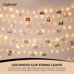 Globrite Led Fairy Lights - (10M) 100 Warm White With 30 Photo Clips - Battery Operated Decorative Lights For Custom Photo Display - thumbnail 3