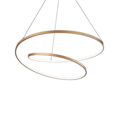 Ideal Lux Oz Led Decorative Swirl Integrated Pendant Light Gold, 3000K - image 1