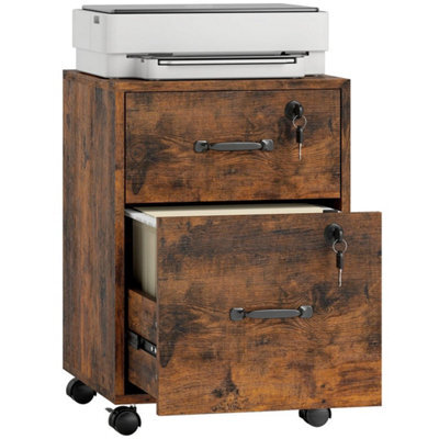 Roll File Cabinet With Drawer, Organiser Letter Size, Rustic Brown - image 1