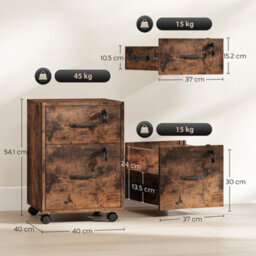 Roll File Cabinet With Drawer, Organiser Letter Size, Rustic Brown - thumbnail 2