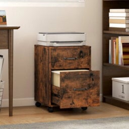 Roll File Cabinet With Drawer, Organiser Letter Size, Rustic Brown - thumbnail 3