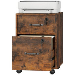 Roll File Cabinet With Drawer, Organiser Letter Size, Rustic Brown - thumbnail 4