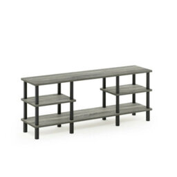 Walplus Furinno Turn-N-Tube 3-Tier Multipurpose Wide Shelf Tv Stand, French Oak Grey/black - thumbnail 4