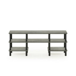 Walplus Furinno Turn-N-Tube 3-Tier Multipurpose Wide Shelf Tv Stand, French Oak Grey/black - thumbnail 5