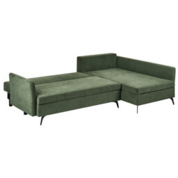 Beliani Corner Sofa Bed 3 Seater Koge Fabric Green With Storage Left Hand - thumbnail 5