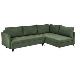 Beliani Corner Sofa Bed 3 Seater Koge Fabric Green With Storage Left Hand - thumbnail 4