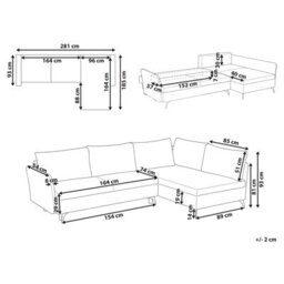 Beliani Corner Sofa Bed 3 Seater Koge Fabric Green With Storage Left Hand - thumbnail 3