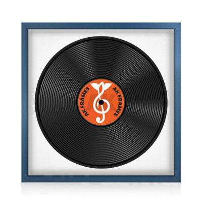 "16X16"" Navy Blue Sleek Vinyl Record Frame With White Mount For 12 Inch Lp Disc - Ak Frames" - image 1