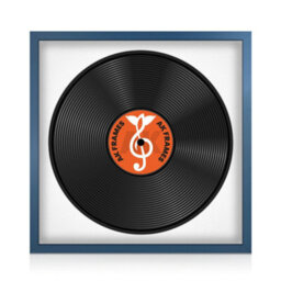 "16X16"" Navy Blue Sleek Vinyl Record Frame With White Mount For 12 Inch Lp Disc - Ak Frames" - thumbnail 1