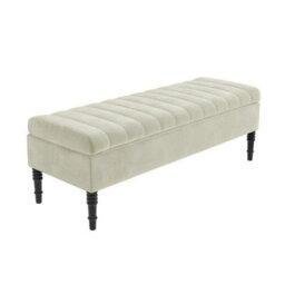 Safar 120Cm Ottoman Storage Bench - Naples Shoe Bench - Cream Lined Upholstery Storage Footstool - thumbnail 4