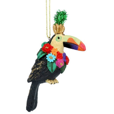 Gisela Graham Christmas Carnival Toucan Resin Hanging Tree Decoration, Multicoloured, 10.5 X 5 Cm