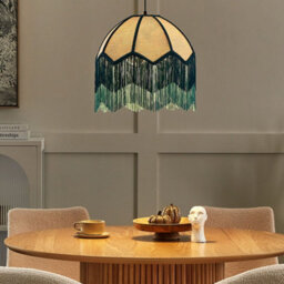 Wyld And Coco Nostalgia Lights Pendant Lamp Blue Paper Fringe Tassels 182Cm Drop - thumbnail 2