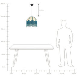 Wyld And Coco Nostalgia Lights Pendant Lamp Blue Paper Fringe Tassels 182Cm Drop - thumbnail 9