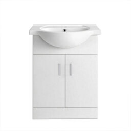 Rinse Bathrooms Gloss White Painted Bathroom Basin Sink Vanity Unit Cabinet Soft Close Door Hinges Floor Standing 550mm - thumbnail 3