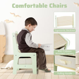 Gainoom Kids Green Table & Chairs Set 4 In 1 Toddler Activity Table Playroom - thumbnail 9