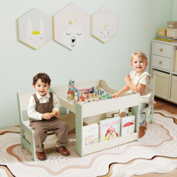 Gainoom Kids Green Table & Chairs Set 4 In 1 Toddler Activity Table Playroom - thumbnail 4