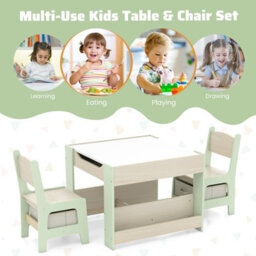 Gainoom Kids Green Table & Chairs Set 4 In 1 Toddler Activity Table Playroom - thumbnail 7