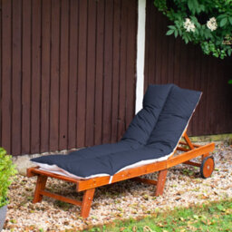 Outdoor Sunlounger Cushion 60 X 190Cm Polycotton Garden Furniture Topper With Hollowfibre Filling - thumbnail 3