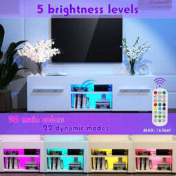High Gloss Tv Stand Cabinet W/ Led Rgb Lights, Remote Control - thumbnail 4