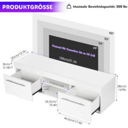 High Gloss Tv Stand Cabinet W/ Led Rgb Lights, Remote Control - thumbnail 2
