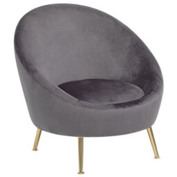 Beliani  Armchair Langa Velvet Grey - thumbnail 1