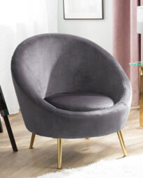 Beliani  Armchair Langa Velvet Grey - thumbnail 2