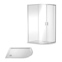 Balterley Almington Shower Enclosure Bundle: Offset Right Hand Quadrant & Slimline Tray, 1000 X 800 mm Chrome/white