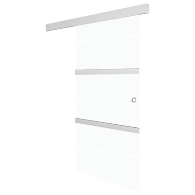 Berkfield Functional Sliding Door Esg Glass And Aluminium 90X205 Cm Silver - image 1
