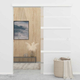 Berkfield Functional Sliding Door Esg Glass And Aluminium 90X205 Cm Silver - thumbnail 3