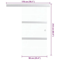 Berkfield Functional Sliding Door Esg Glass And Aluminium 90X205 Cm Silver - thumbnail 7