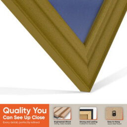 "16X16"" Gold Classic Vinyl Record Frame With Blue Mount For 12 Inch Lp Disc - Ak Frames" - thumbnail 3
